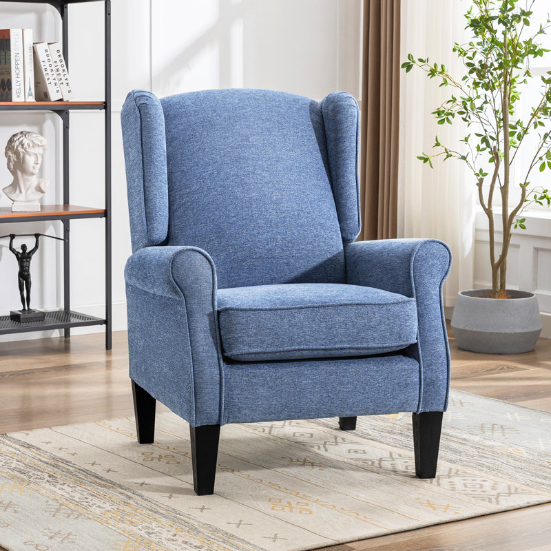 Masiyah 29.3 Wide Fabric Modern Armchair Accent Chair for Bedroom Living Room Winston Porter Fabric Blue Chenille